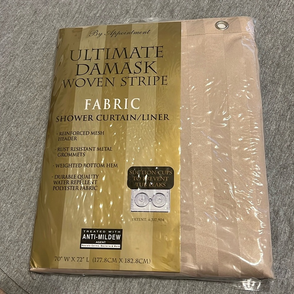 Fabric Damask Woven Stripe Shower Curtain Liner